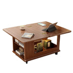 Rolling Open Storage Wooden Side Table Folding Top