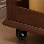Rolling Open Storage Wooden Side Table Folding Top