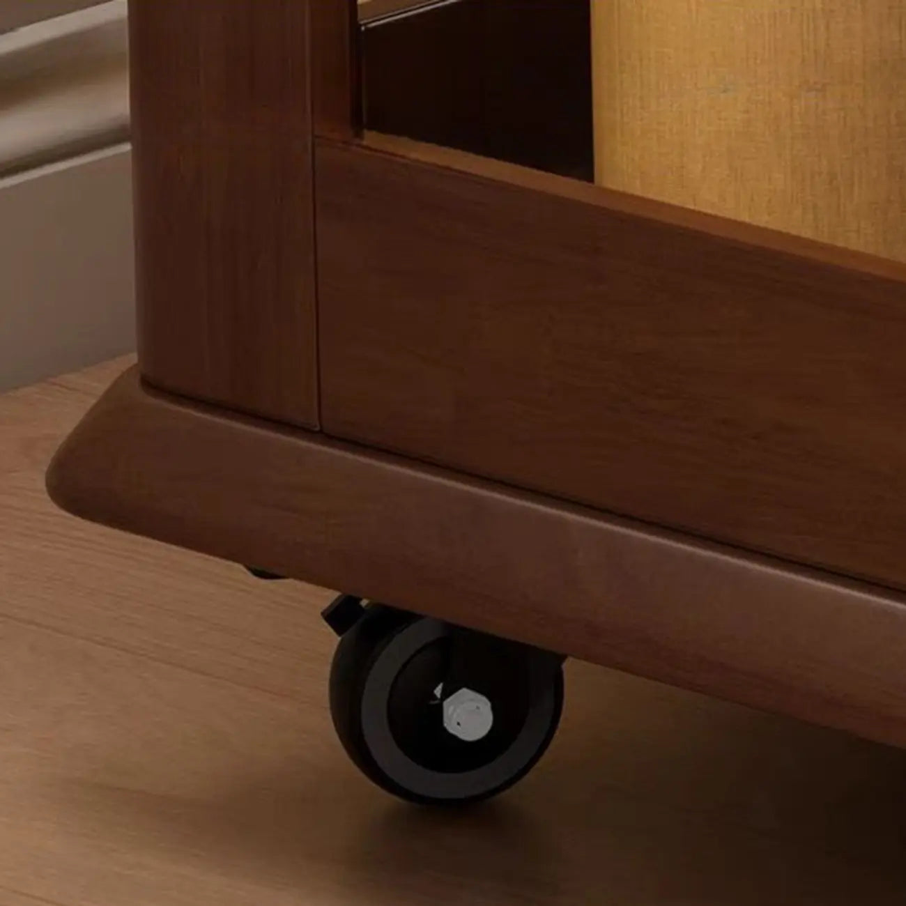 Rolling Open Storage Wooden Side Table Folding Top