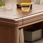 Rolling Open Storage Wooden Side Table Folding Top