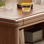 Rolling Open Storage Wooden Side Table Folding Top
