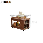 Rolling Open Storage Wooden Side Table Folding Top