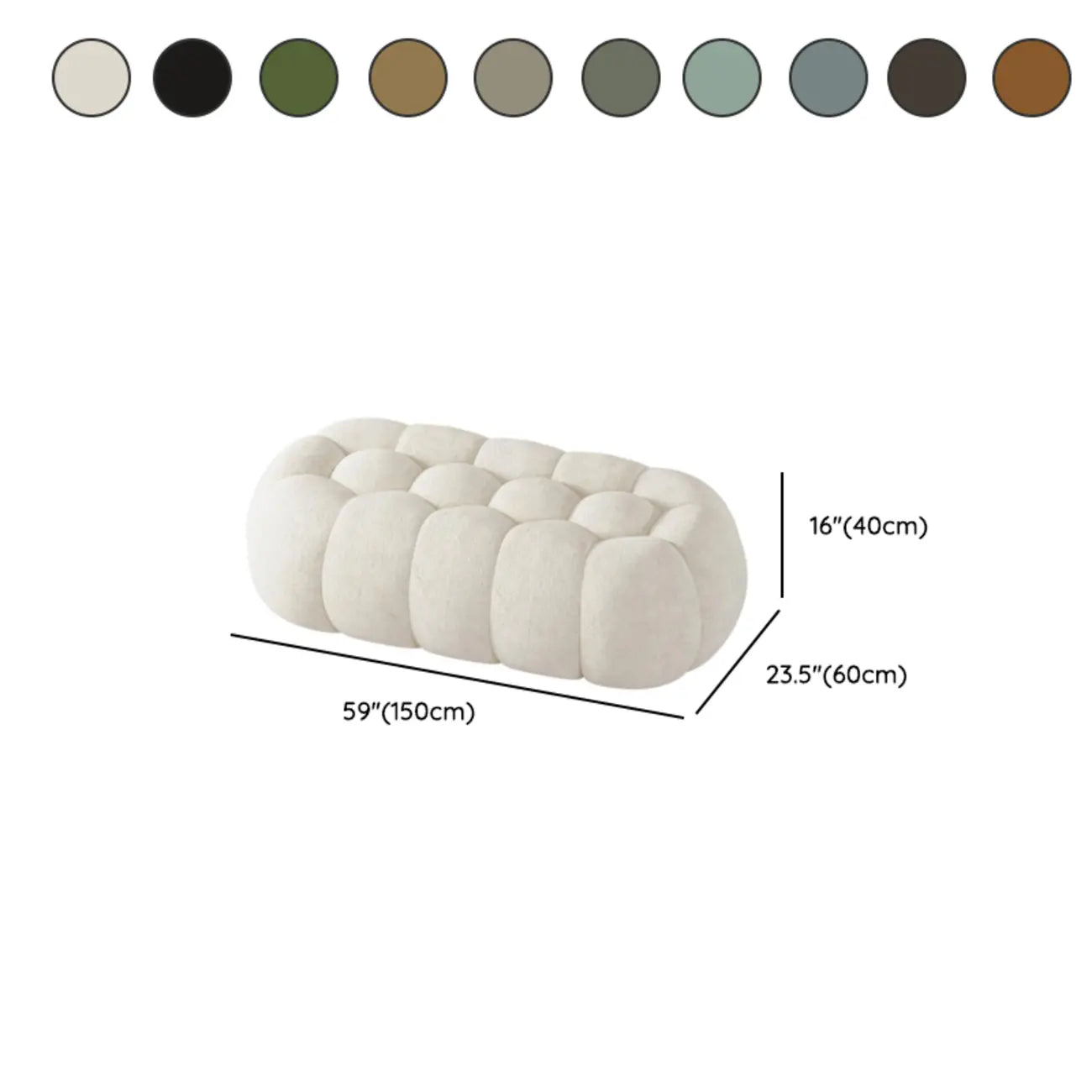 Contemporary Cloud Shaped Upholstered Bedroom Bench