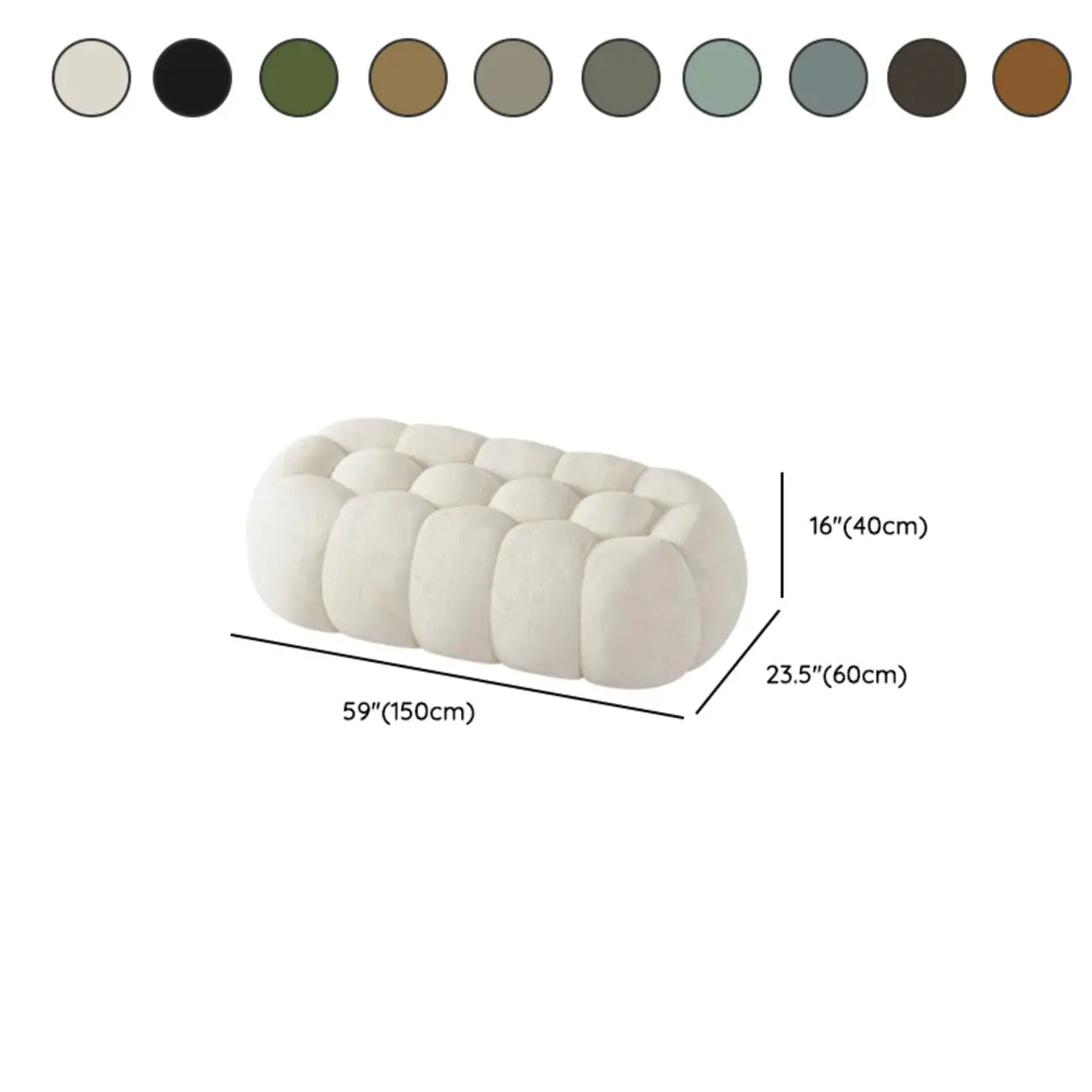 Contemporary Cloud Shaped Upholstered Bedroom Bench