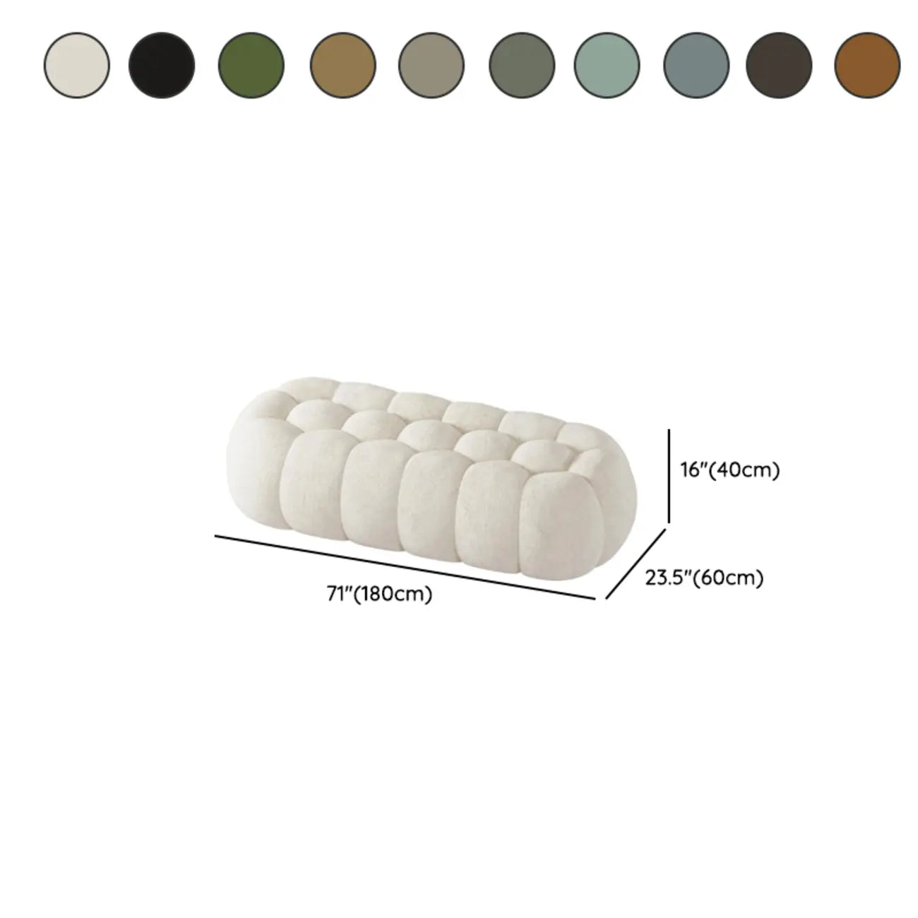 Contemporary Cloud Shaped Upholstered Bedroom Bench