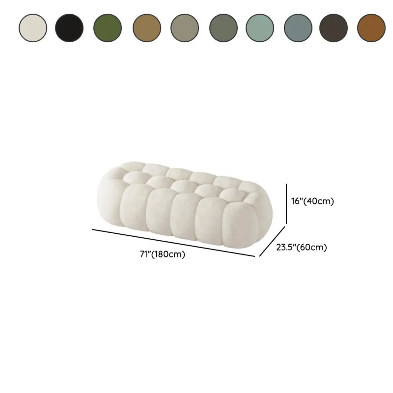 Contemporary Cloud Shaped Upholstered Bedroom Bench