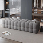 Contemporary Soft Gray Long Upholstered Bedroom Bench