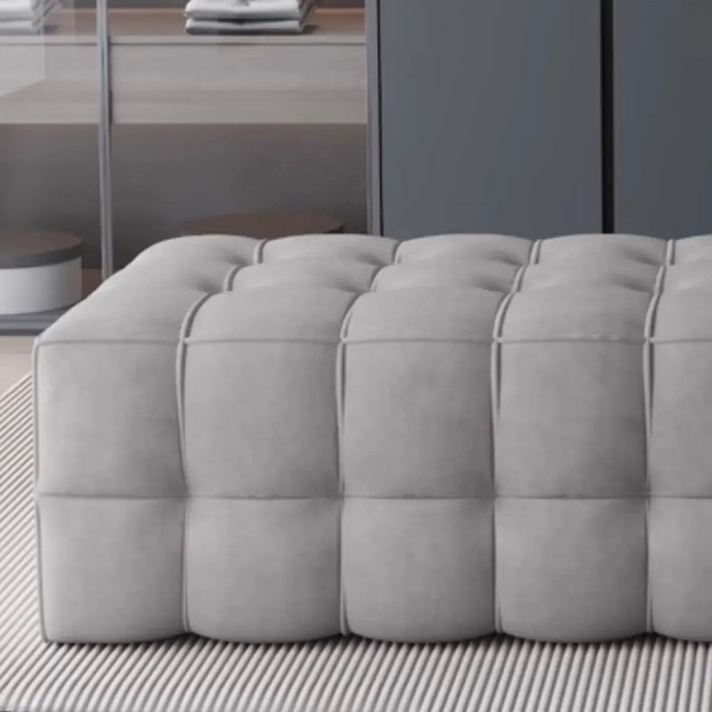 Contemporary Soft Gray Long Upholstered Bedroom Bench