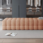 Contemporary Soft Gray Long Upholstered Bedroom Bench