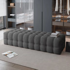 Contemporary Soft Gray Long Upholstered Bedroom Bench