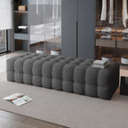 Contemporary Soft Gray Long Upholstered Bedroom Bench