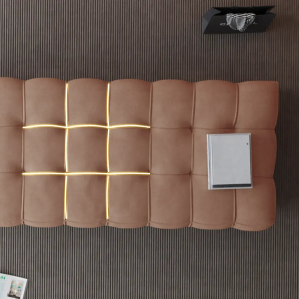 Contemporary Soft Gray Long Upholstered Bedroom Bench