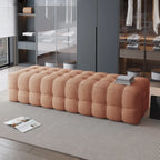 Contemporary Soft Gray Long Upholstered Bedroom Bench