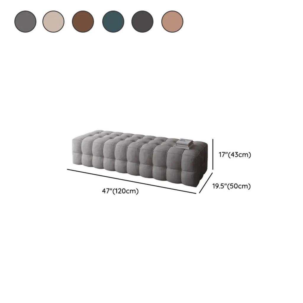 Contemporary Soft Gray Long Upholstered Bedroom Bench