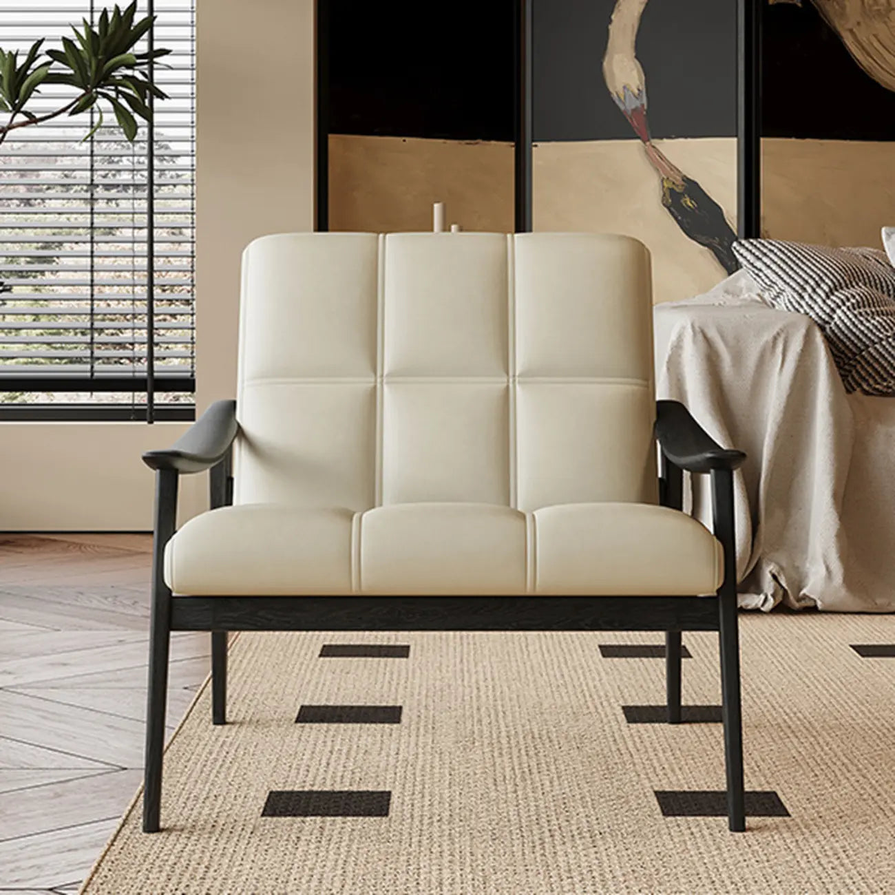 Elegant Genuine/Nappa Leather Mid-Back Accent Chair
