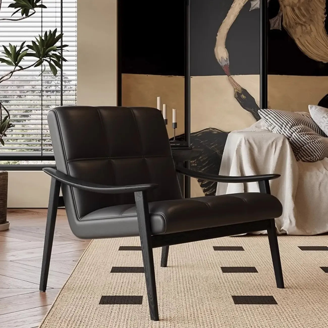 Elegant Genuine/Nappa Leather Mid-Back Accent Chair