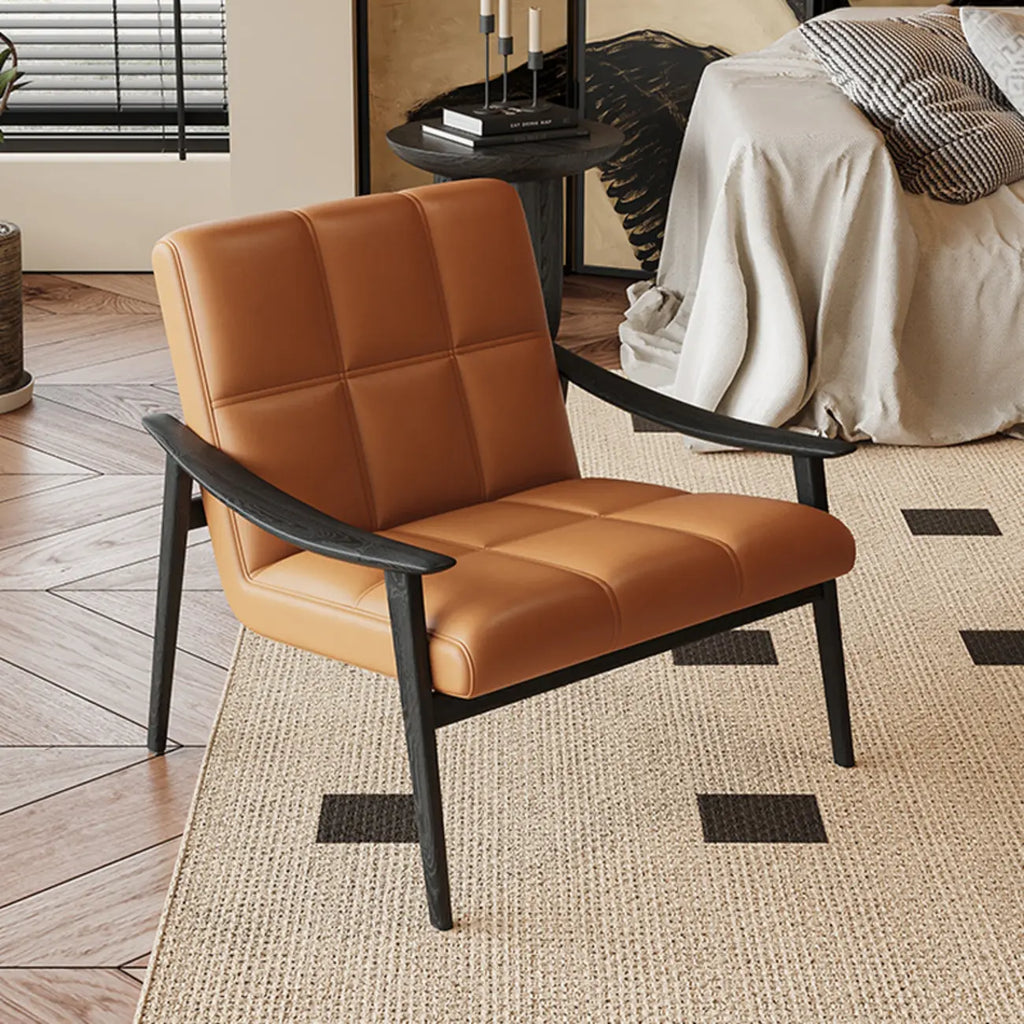 Elegant Genuine/Nappa Leather Mid-Back Accent Chair