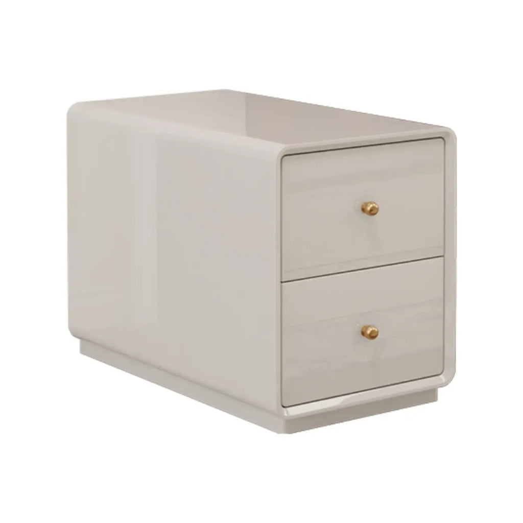 Narrow Rectangle Walnut Wood Side Table with Drawers