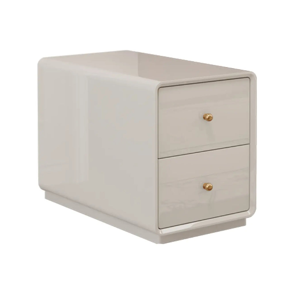 Narrow Rectangle Walnut Wood Side Table with Drawers