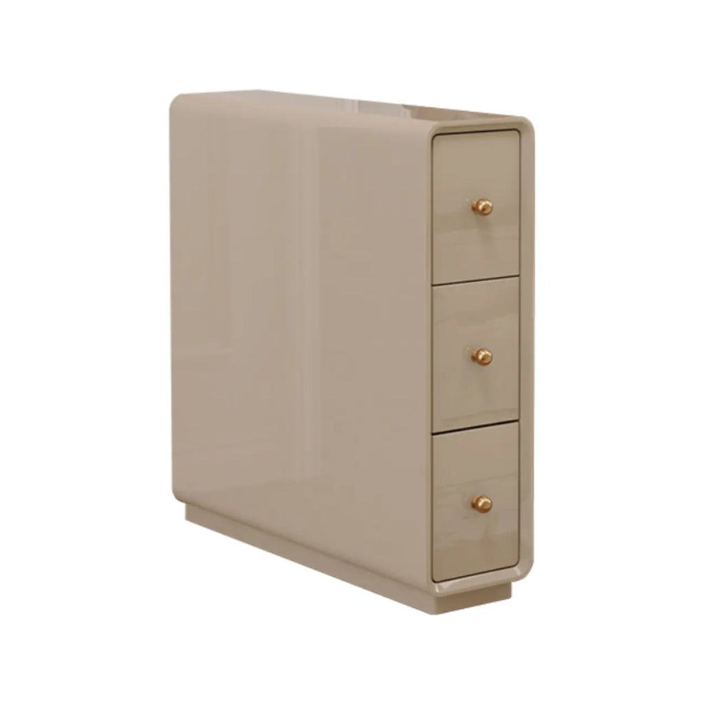 Narrow Rectangle Walnut Wood Side Table with Drawers