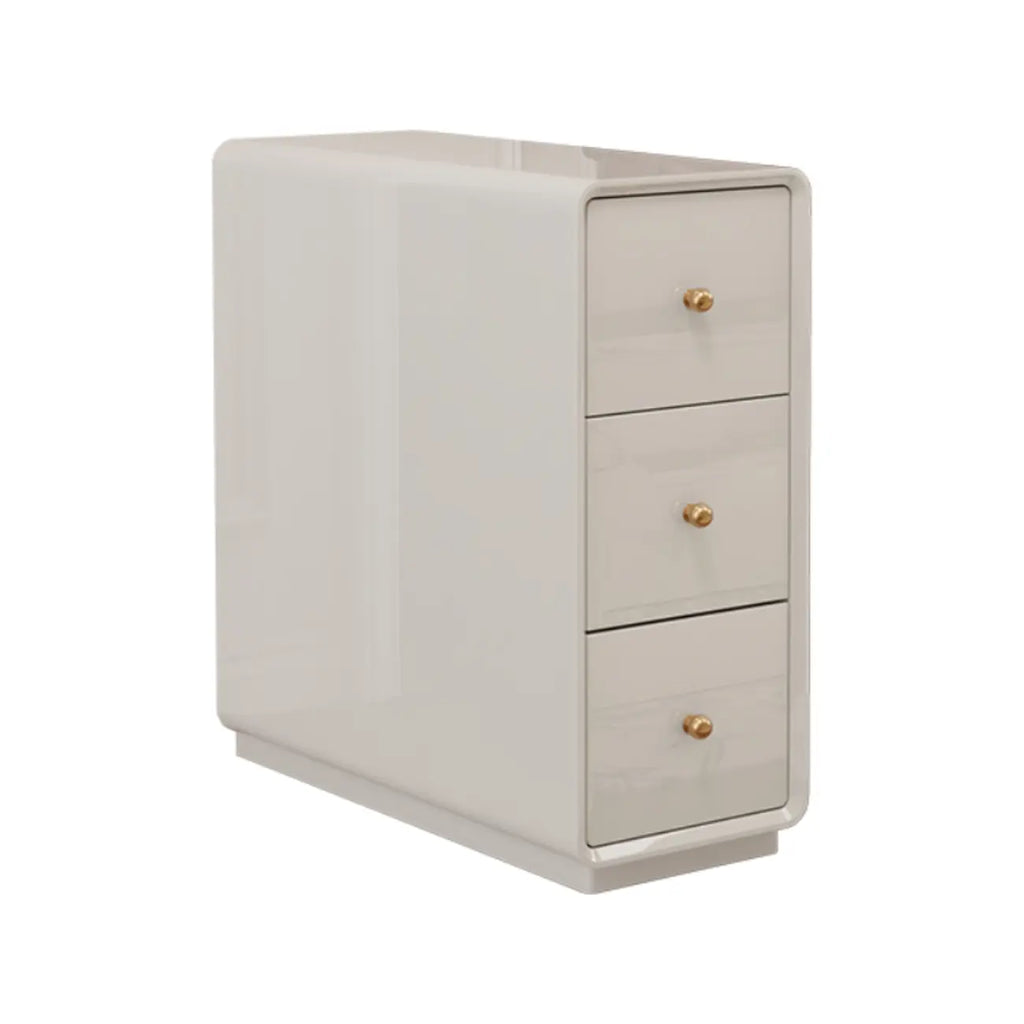 Narrow Rectangle Walnut Wood Side Table with Drawers
