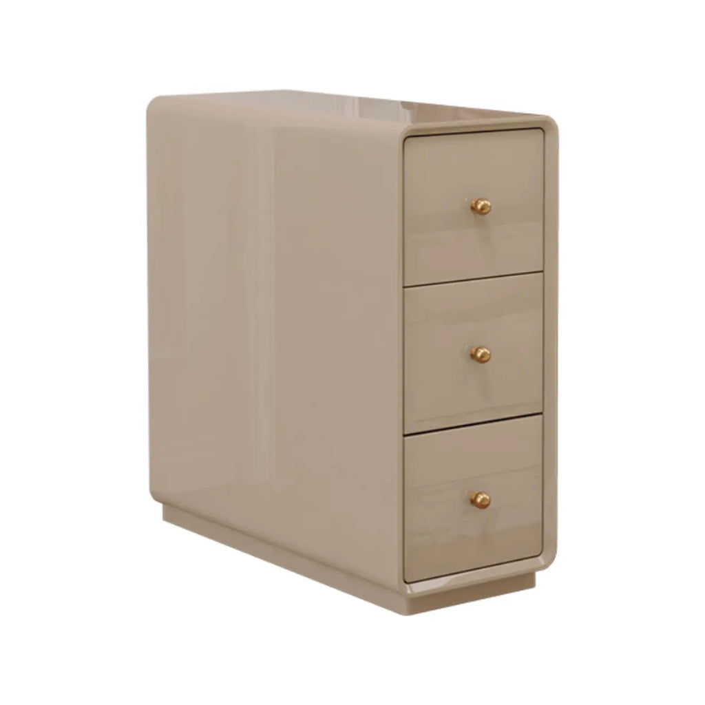 Narrow Rectangle Walnut Wood Side Table with Drawers