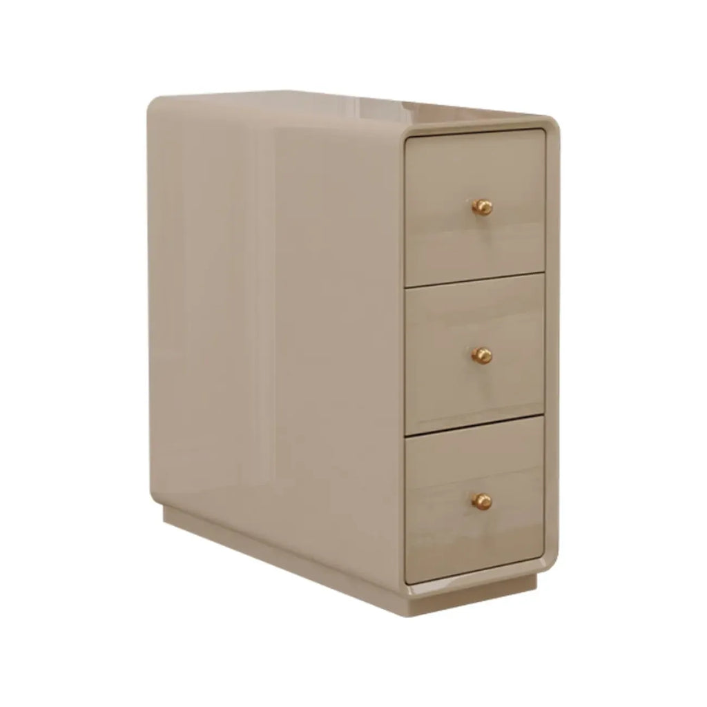 Narrow Rectangle Walnut Wood Side Table with Drawers