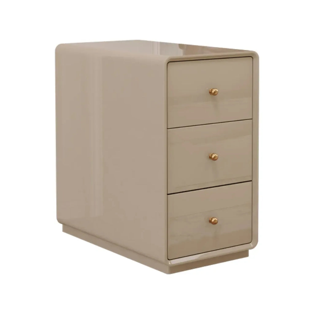 Narrow Rectangle Walnut Wood Side Table with Drawers