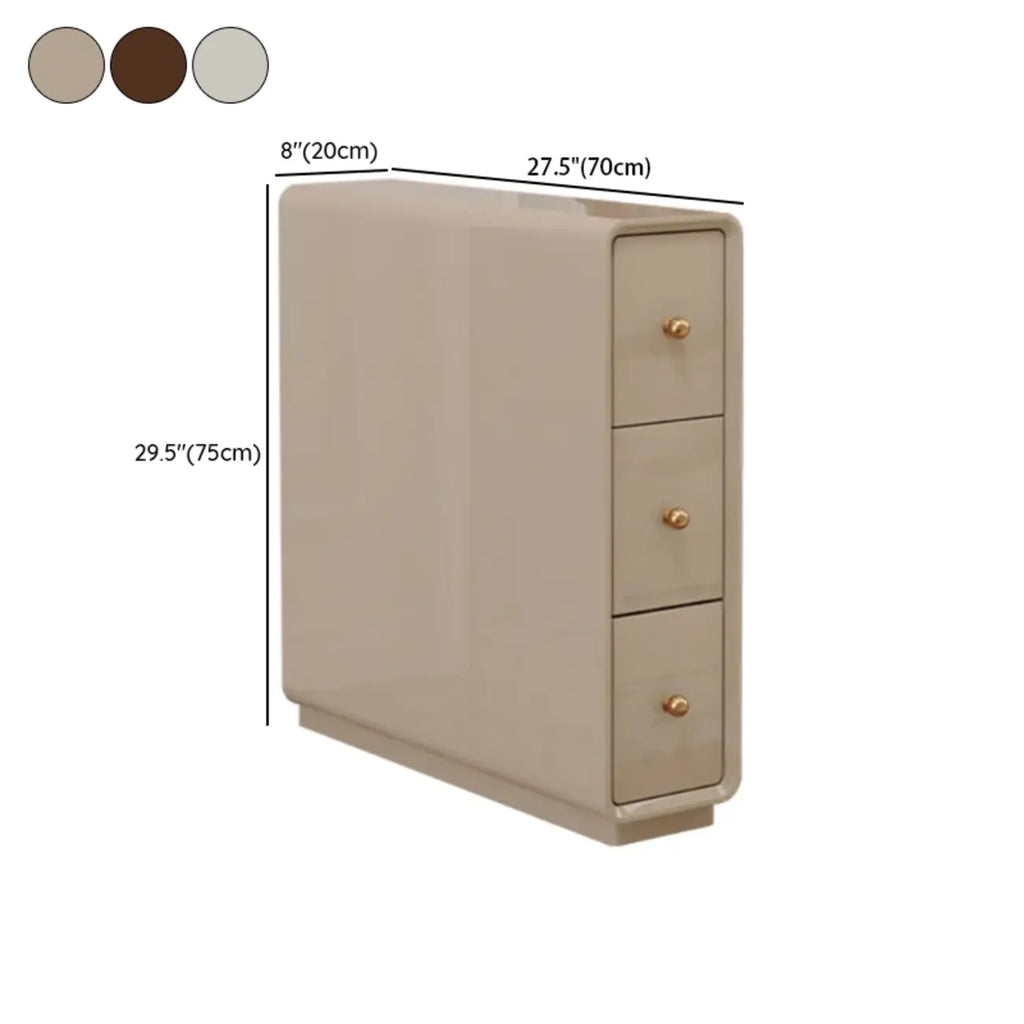 Narrow Rectangle Walnut Wood Side Table with Drawers