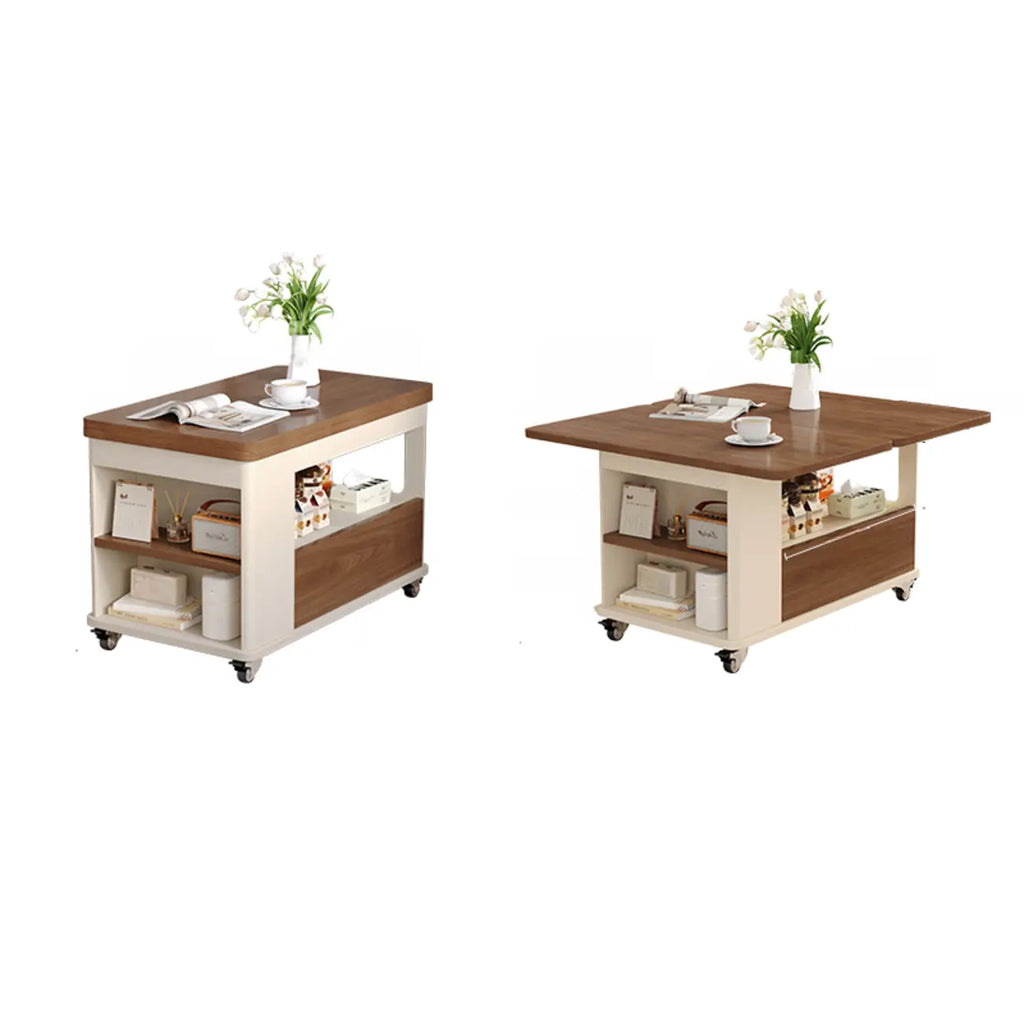 Versatile Elegant Modern Wooden Side Table with Wheels