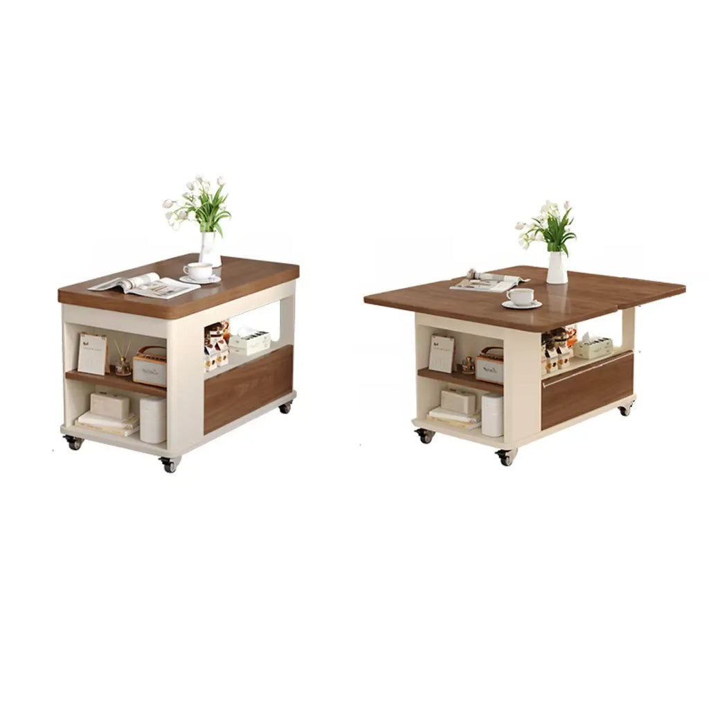Versatile Elegant Modern Wooden Side Table with Wheels