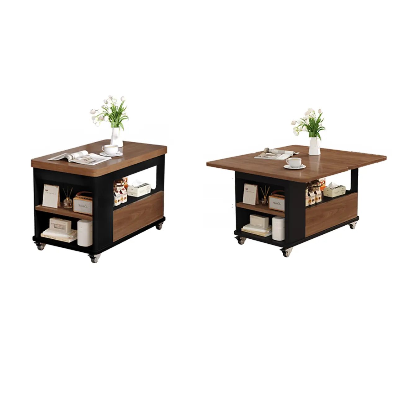 Versatile Elegant Modern Wooden Side Table with Wheels
