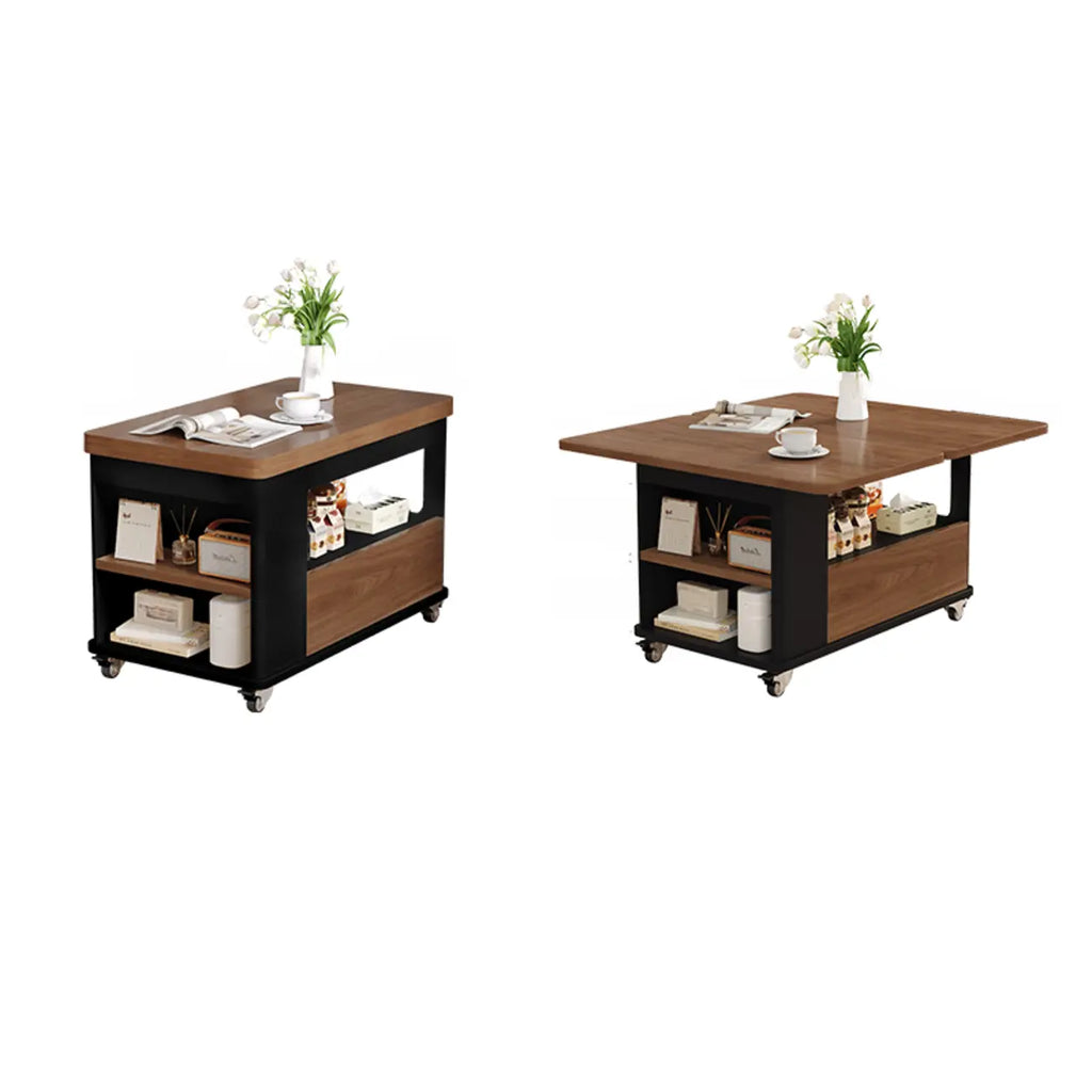 Versatile Elegant Modern Wooden Side Table with Wheels