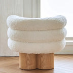 Contemporary White Sherpa Barrel Accent Chair Living Room