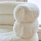Contemporary White Sherpa Barrel Accent Chair Living Room