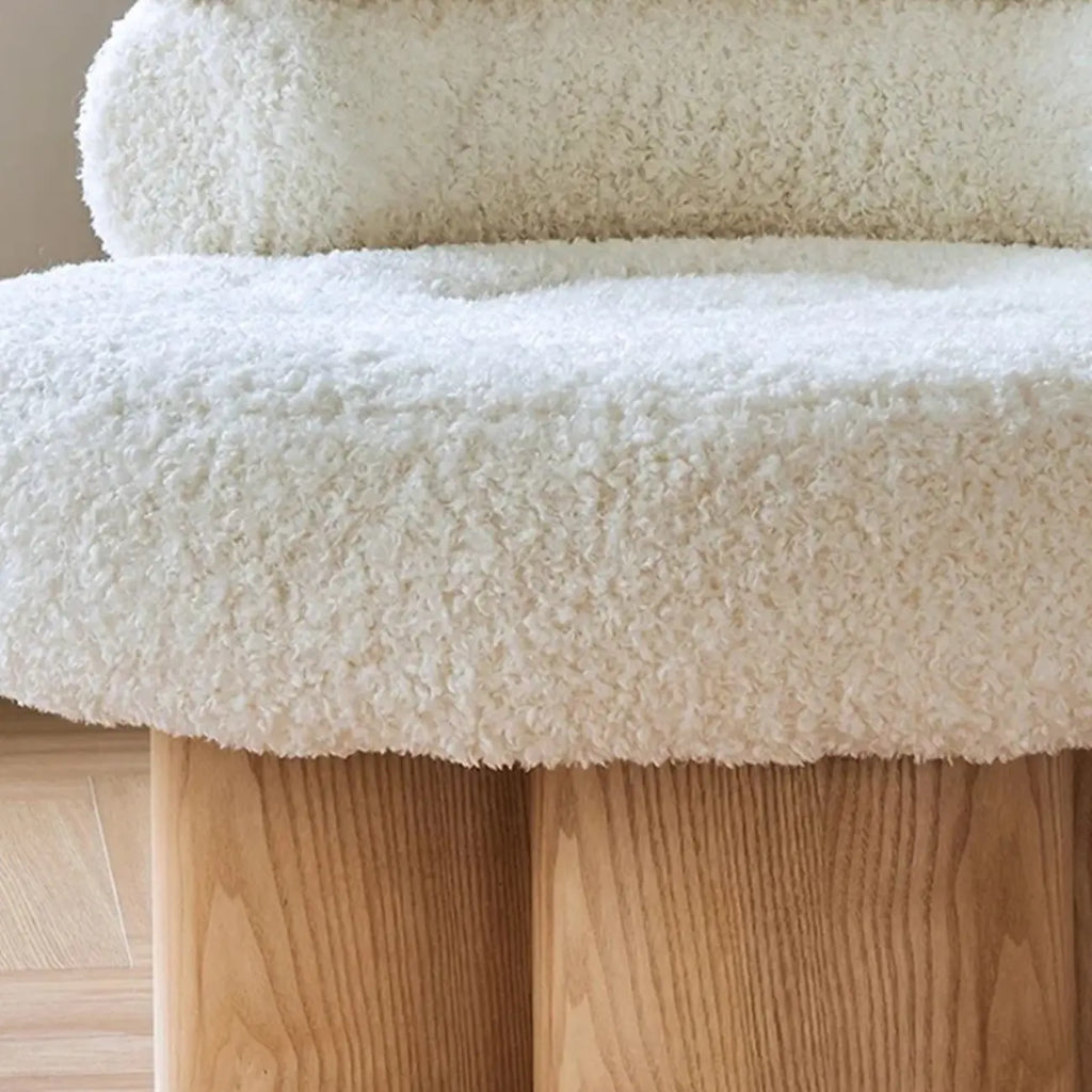 Contemporary White Sherpa Barrel Accent Chair Living Room