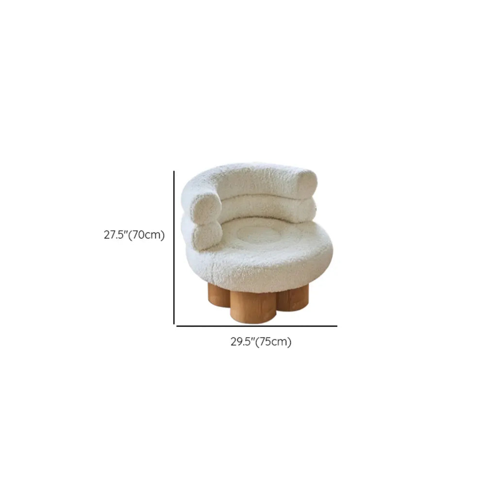 Contemporary White Sherpa Barrel Accent Chair Living Room