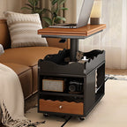 Foldable Tabletop Adjustable Wood Rolling Storage Cart