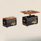 Foldable Tabletop Adjustable Wood Rolling Storage Cart
