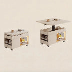Foldable Tabletop Adjustable Wood Rolling Storage Cart
