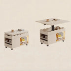 Foldable Tabletop Adjustable Wood Rolling Storage Cart