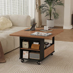 Foldable Tabletop Adjustable Wood Rolling Storage Cart