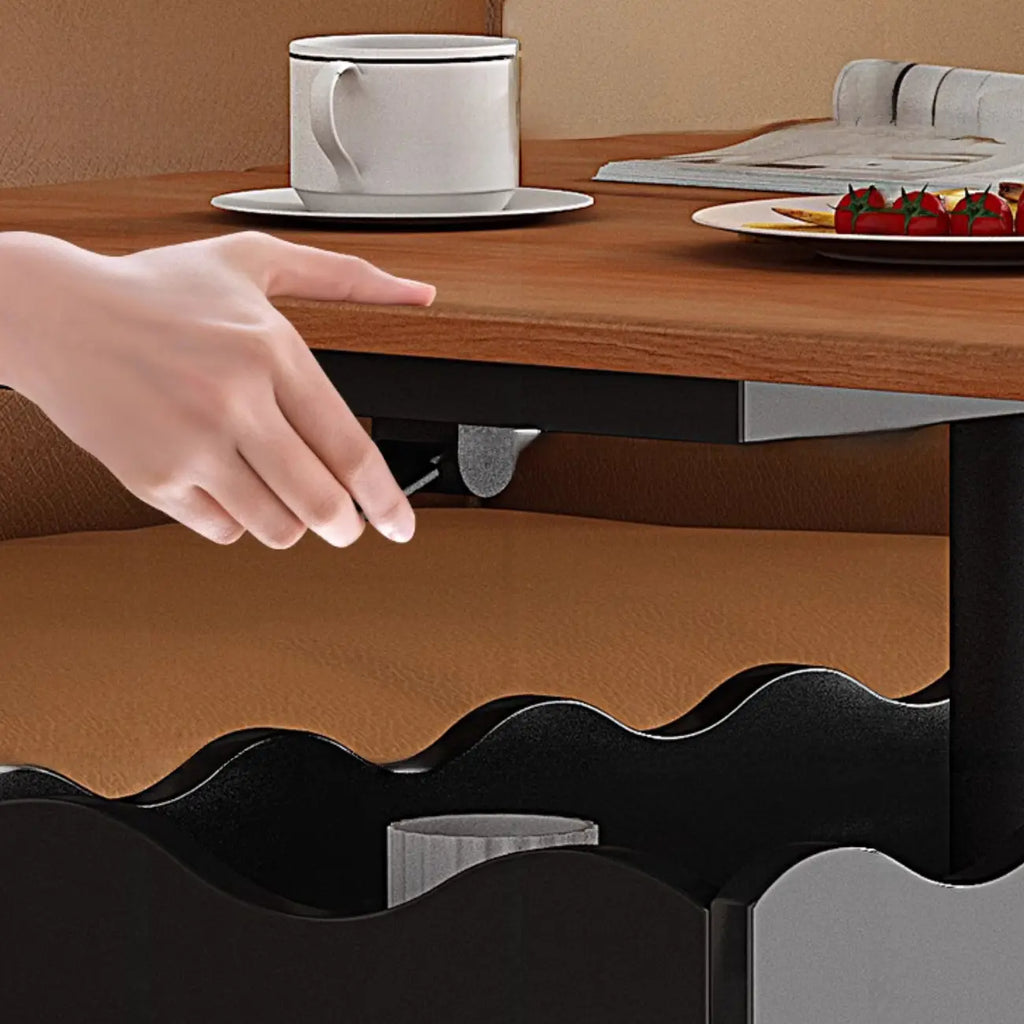 Foldable Tabletop Adjustable Wood Rolling Storage Cart