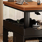 Foldable Tabletop Adjustable Wood Rolling Storage Cart