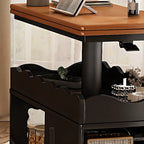 Foldable Tabletop Adjustable Wood Rolling Storage Cart