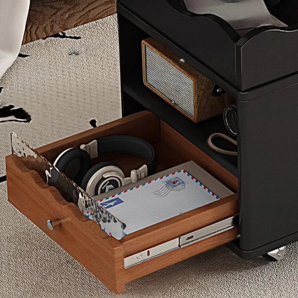 Foldable Tabletop Adjustable Wood Rolling Storage Cart