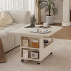 Foldable Tabletop Adjustable Wood Rolling Storage Cart