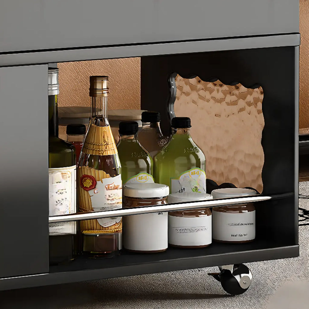 Foldable Tabletop Adjustable Wood Rolling Storage Cart