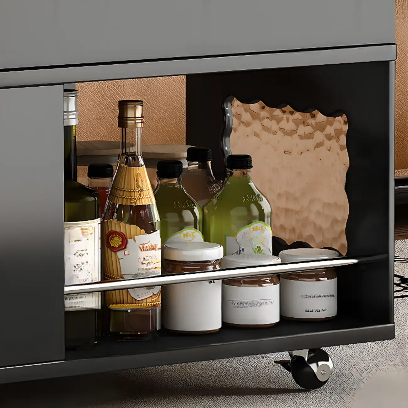 Foldable Tabletop Adjustable Wood Rolling Storage Cart