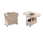 Foldable Tabletop Adjustable Wood Rolling Storage Cart